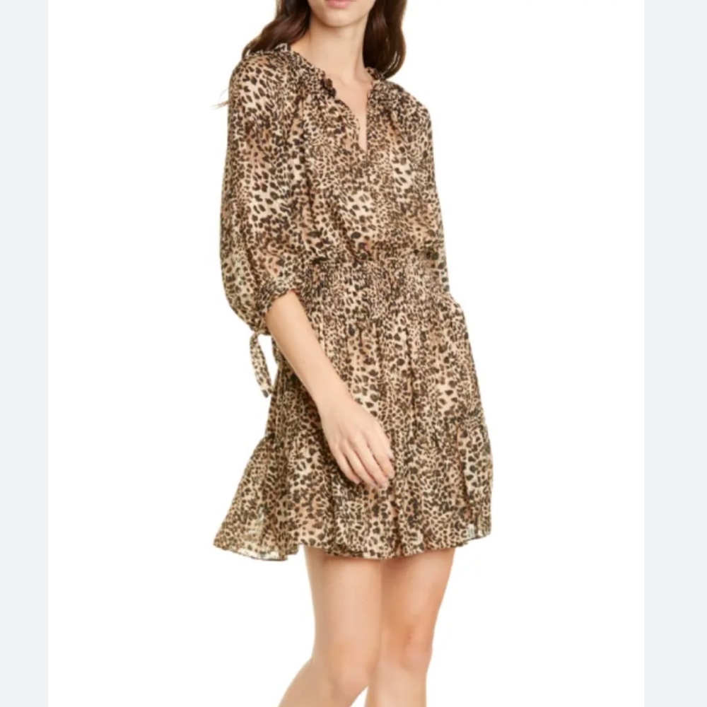 Rebecca Taylor Lynx Cheetah Print Silk Mini Dress